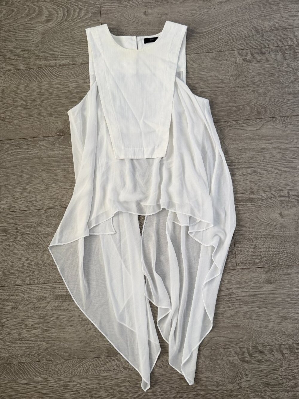 BCBGMAXAZRIA White Sleeveless Open Draped Blouse Women's XS